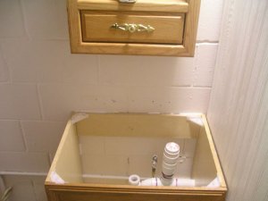 during bathroom remodel